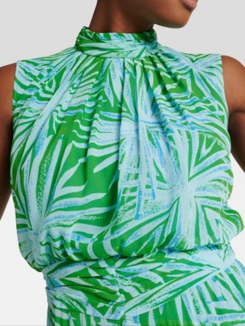 DVF  Diane Von Furstenburg Size 4 Green Palm Print Chiffon Maxi "Menon" Spring26 - Picture 3 of 15